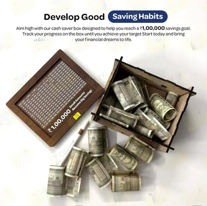 Kartsy Wooden Money Saving Box – ₹1 Lakh Goal Challenge Box